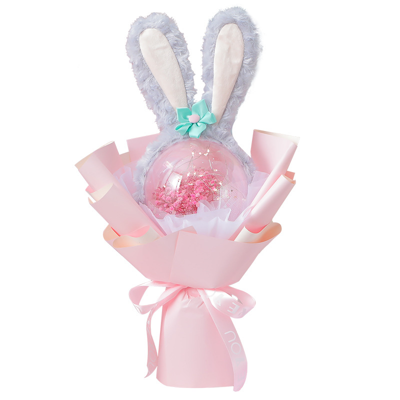 满天星干花花束波波球求婚七夕情人节礼物送女朋友发光气球地推