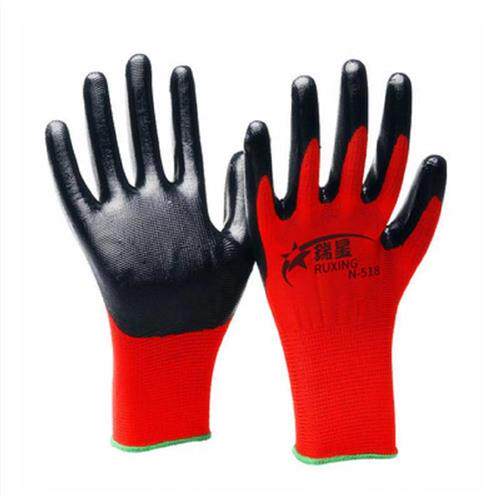 瑞星手套劳保耐磨工作浸胶防滑工地防水防油胶皮丁晴薄款橡胶手