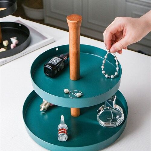 好货Double Tier Cake Stands Blue White Color Food Fruit Cupc