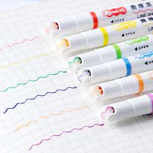 好货小槑同学曲线荧光标记笔波浪线笔学生用彩色记号笔做笔记的小