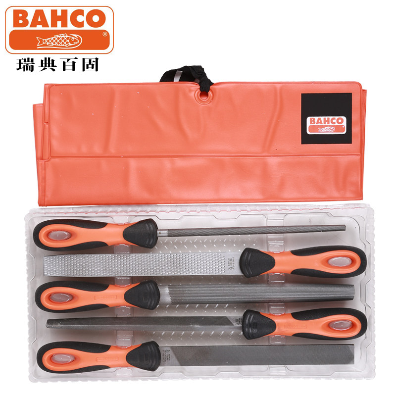 好货BAHCO百固5件中齿钳工锉刀套装8 10寸扁平板锉三角半圆钢锉木