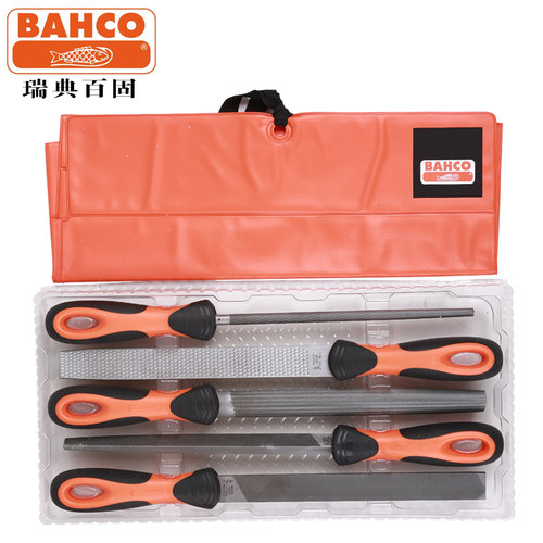 好货BAHCO百固5件中齿钳工锉刀套装8 10寸扁平板锉三角半圆钢锉木