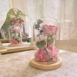相框茉莉花礼物干花保存瓶永生花玻璃罩玫瑰花干花花束