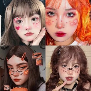 极速万圣节纹身贴儿童卡通妆容脸部可爱南瓜幽灵骷髅头防水耶诞节