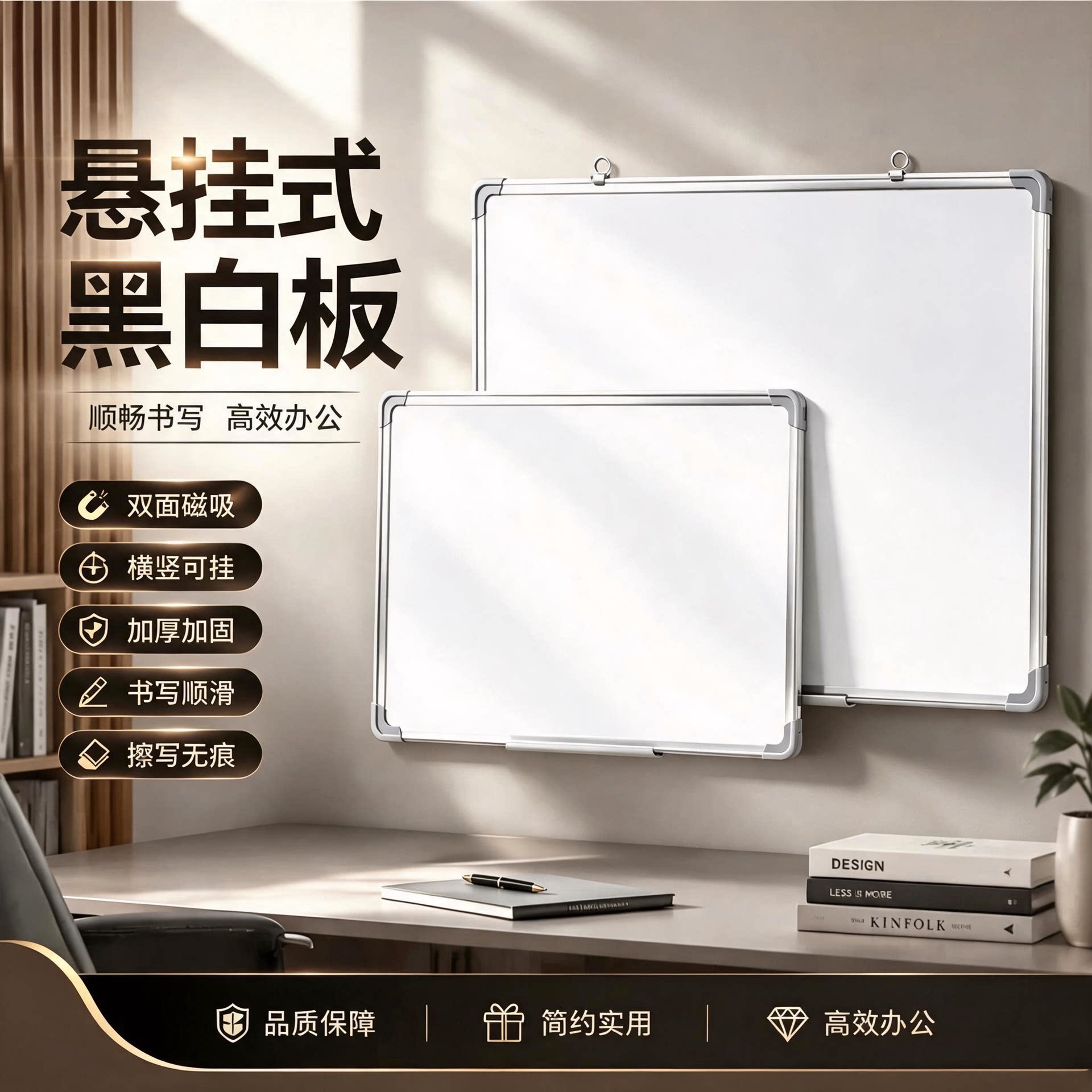 白板写字板悬挂式家教磁吸黑板公司培训会议记事板可擦学习画画板