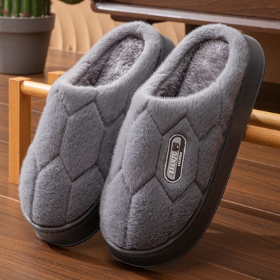 加厚棉拖鞋男士冬季家居大码4647保暖拖鞋加绒防滑厚底毛拖鞋5051