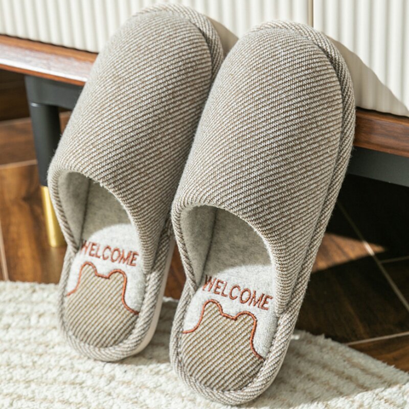 亚麻棉拖鞋四季秋冬季男2024新款居家室内防滑棉麻布透气情侣女