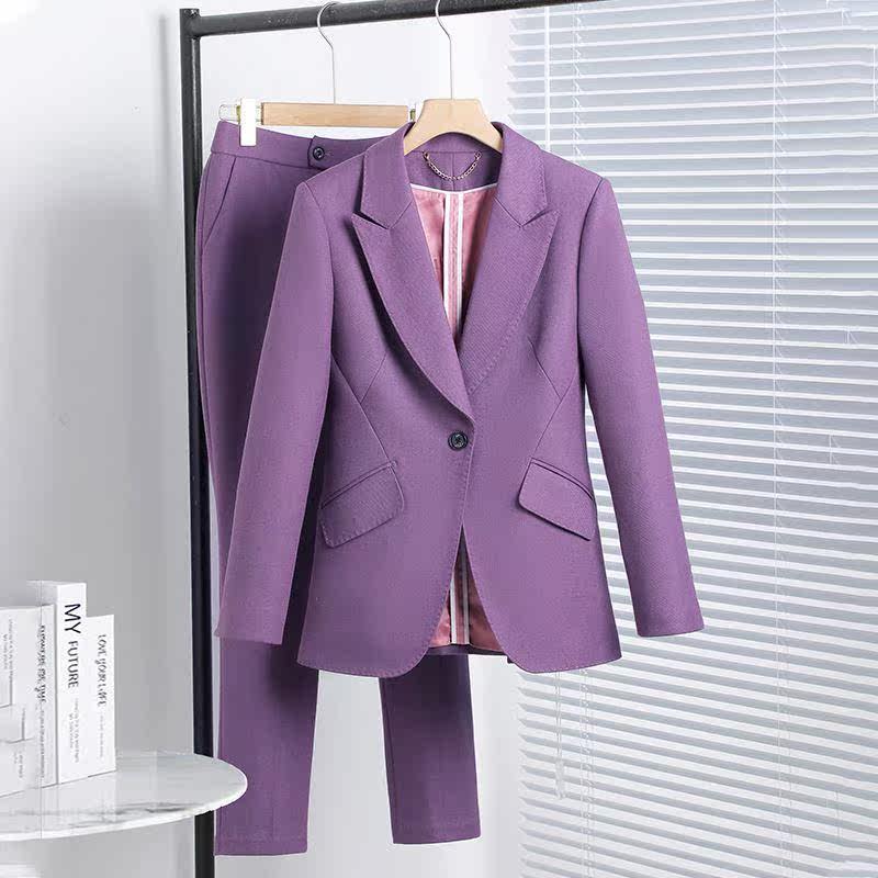 紫色西装套装女2024春季新款小个子高级感气质女神范职业正装西服