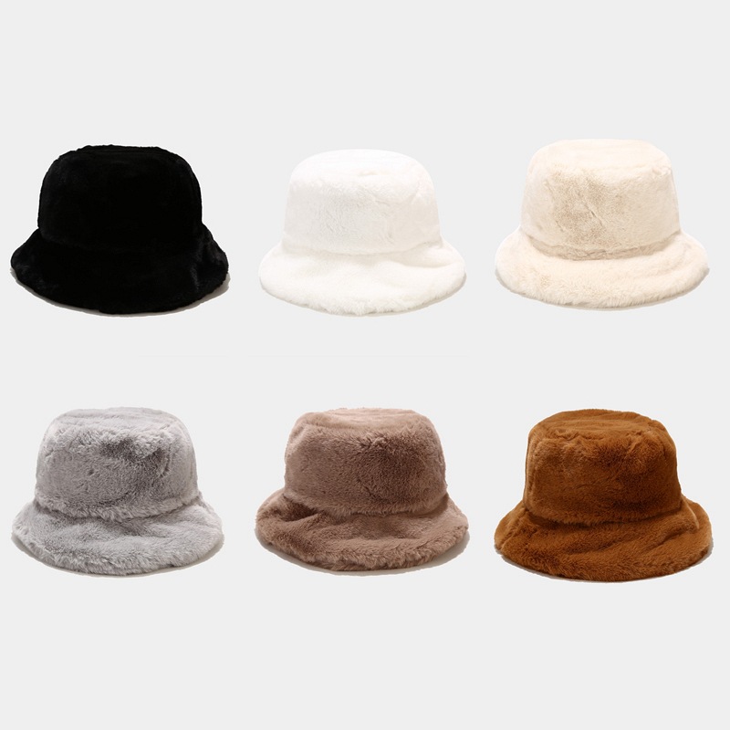 推荐Faux Rabbit Fur Bucket Hat Women Winter Warm Panama Hats 3C数码配件 其它配件 原图主图