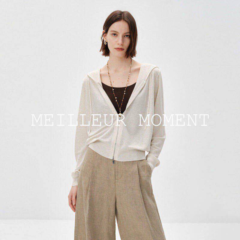 MM麦檬老钱风亚麻色百搭针织开衫外套商场同款26春夏5H4131551