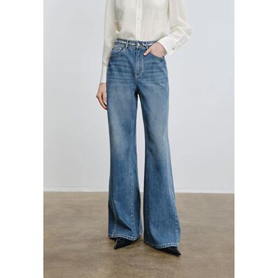 伊芙丽商场同款2026春节新款水洗高腰百搭牛仔裤长裤子1H1150111