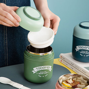 极速带碗汤杯不锈钢304小饭盒粥罐上班族学生微波W炉加热可携式早