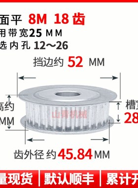 极速8Mb18齿槽宽27同步轮两面平AF型铝合金现货同步带轮定做圆弧