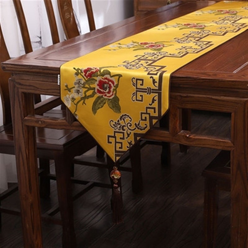 极速新中式禅意桌旗古典中国风现代简F约客厅餐桌样板房茶几旗布