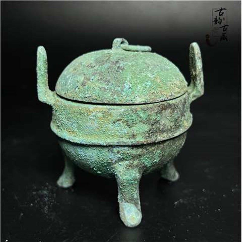 新品出土古玩f古董汉代青铜器小鼎古代老铜器摆件仿古做旧青铜器