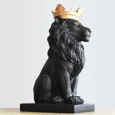 速发Abstract Resin Lion Sculpture Crown Lion Statue Handicra