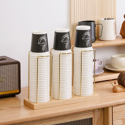 极速实木黄铜纸杯架取杯架一次性杯子架杯子取杯器U水杯纸杯收纳