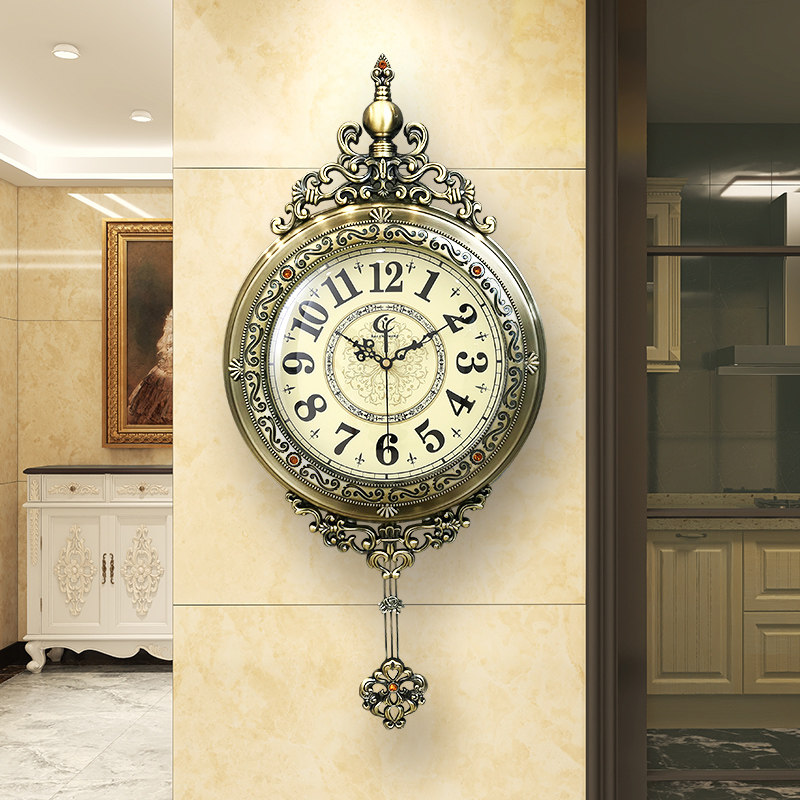 极速2023新款欧式挂钟轻奢现代客厅石英挂N墙钟表家用复古美式静