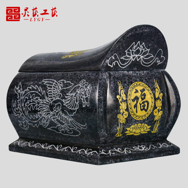 新品天然a黑白玉石小棺材雕刻迁坟男款女款骨灰盒寿材寿盒殡葬用