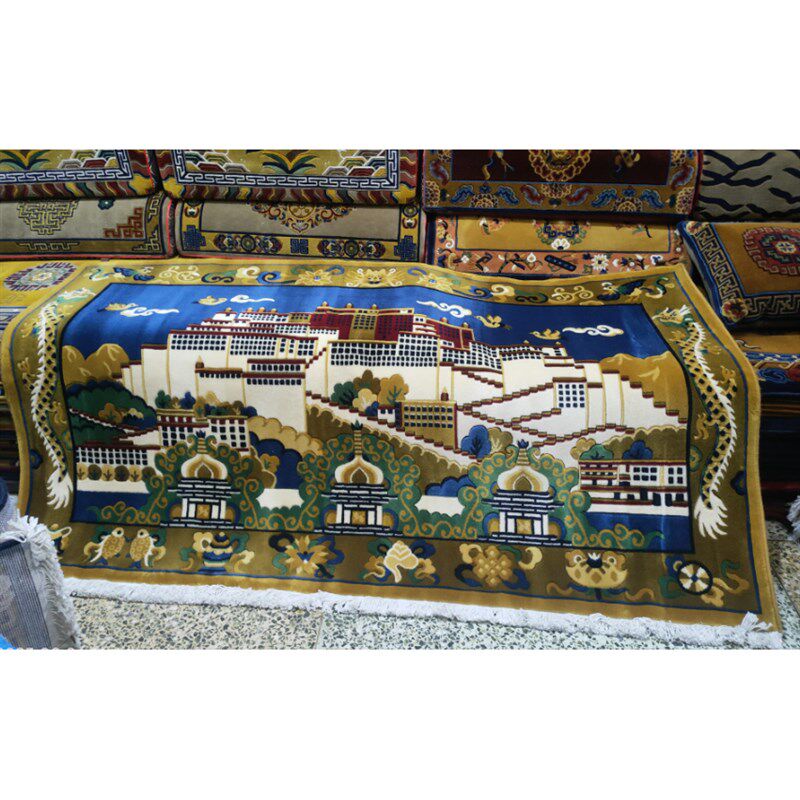 新品西藏布达拉宫挂毯纯羊毛布艺A画房间装饰藏族主题餐厅壁挂藏