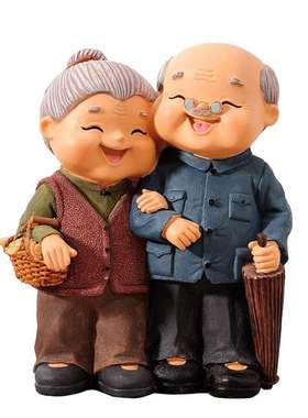 极速创意幸福f老人老头老太太家居装饰摆件恩爱公婆闺蜜结婚纪念