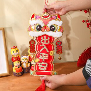 新品新年挂件2026马年醒狮四字B挥春挂饰春节过年创意立体横批门