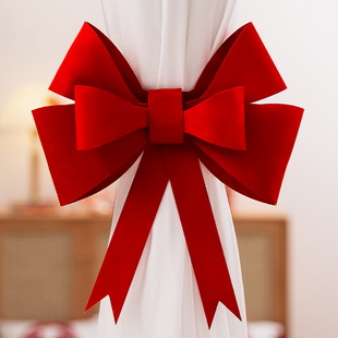 新品婚房布置f结婚新房蝴蝶结窗帘绑带装饰婚礼客厅房间背景墙拉