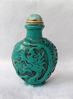 新品古玩收藏仿k红珊瑚鼻烟壶双面雕工烟具内画鼻烟壶把玩小摆饰