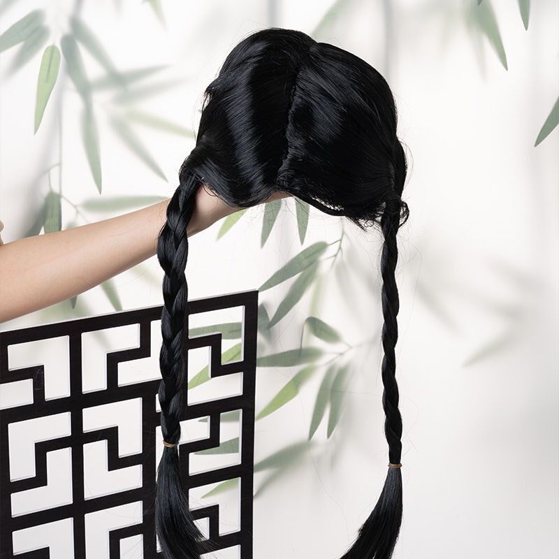 新品男女反串角色演o出年会搞笑假发复古双辫麻花辫傻妞假发大辫