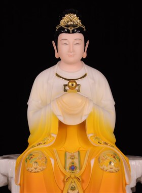 新品汉白玉眼光娘娘神像16寸泰山奶奶碧霞元君手工V中式客厅人物