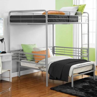 小户型家用阁楼公寓铁艺高架床桌组合高低床子母床上床下空单上层