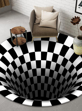 极速Round Carpet 3D Print Area ClDown Optical Llusion Rug Fl