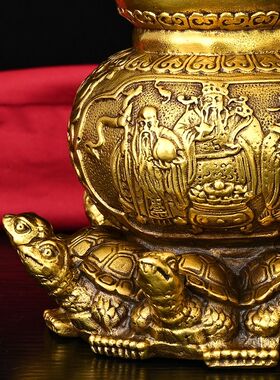 极速纯黄铜九龟葫芦摆件r开口八卦天医葫芦家用桌面装饰品八宝福