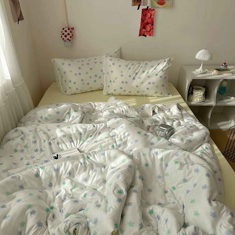 极速insd奶油小星星软糯水洗棉夏被韩系简约亲肤空调被子薄被三四