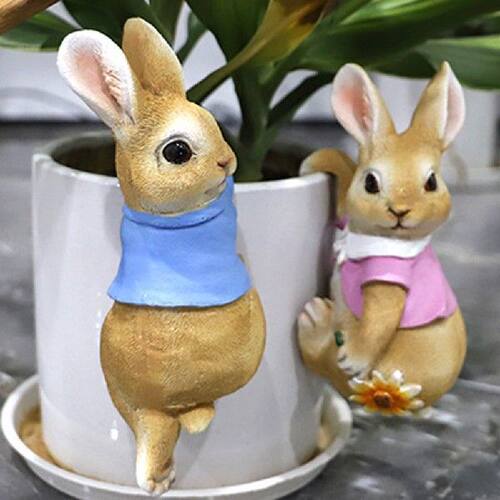 极速Cute Rabbit Figurine DecoraDtion Garden Supplies Resin