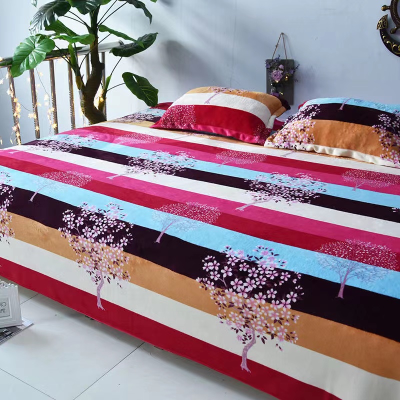 极速加绒加厚f炕单冬季法兰绒土炕榻榻米毛毛定做大床单双人珊瑚