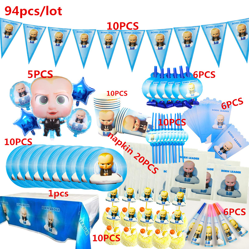 极速91pcs-12g8pcs Baby Boss Theme Birthday Party Decoration