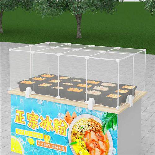 极速长方形防尘罩l桌面透明隔板围挡面包熟食展示柜小吃摆摊推车
