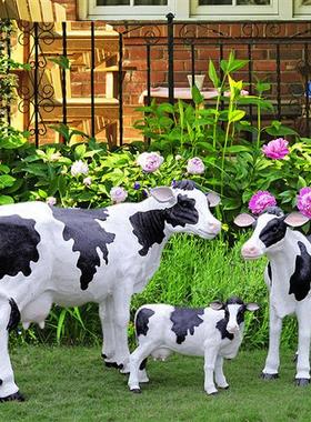 户外玻璃钢仿真黄牛雕塑公园景区牛肉馆农场大型奶牛动物装饰摆件