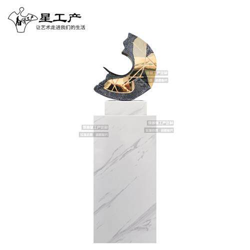 售楼处前台装饰艺术品雕塑样板房酒店不锈钢玄关现代客厅金属摆件