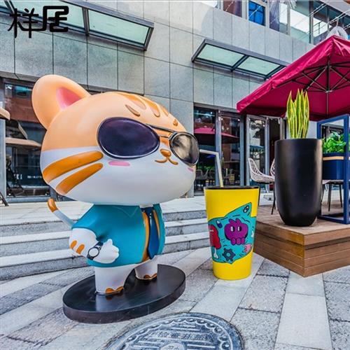 商场店铺招财猫落地玻璃钢动物雕塑摆件开业送礼商场店门装饰定制