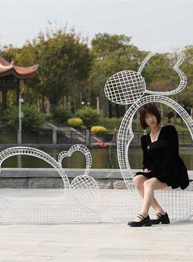 户外不锈钢镂空兔子座椅雕塑园林公园售楼处大象蜗牛动物美陈摆件