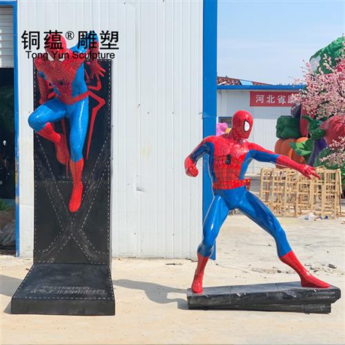 玻璃钢蜘蛛侠雕塑美国队长钢铁侠绿巨人雕塑漫威卡通雕塑厂家