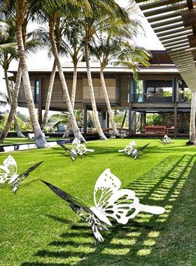 户外不锈钢仿真蝴蝶摆件庭院草坪金属昆虫动物雕塑园林景观小品