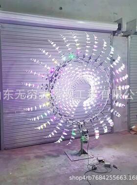 厂家制作大型不锈钢风动雕塑园林景区创意风动力灯光工艺品