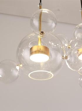 厂家直供圆形玻璃球吊灯卧室餐桌客厅灯优质铁艺玻璃吊灯