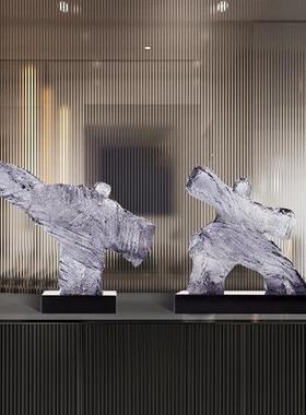 新中式酒店别墅家居透明树脂抽象太极人物摆件桌面装饰品太极雕塑