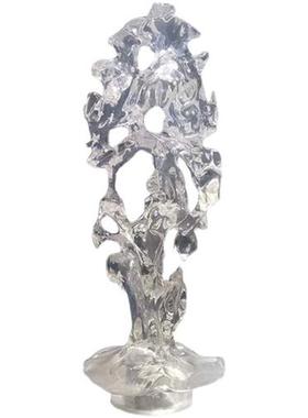 酒店大堂进口透明树脂太湖石雕塑落地假山摆件抽象琉璃艺术品定制