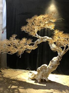 新中式迎客松仿真树会展酒店景观树造景装饰枯山水室内落地摆件