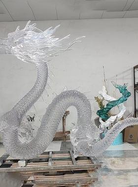 酒店商场大型透明树脂水晶雕塑定制创意抽象落地浪花艺术摆件制做